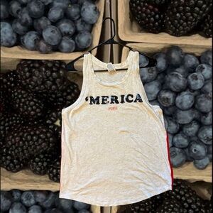 PINK Victoria's Secret Gray Tank Top with Red and Blue Accents